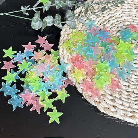 50/1000Pcs Glow in The Dark Stars Wall Stickers Luminous 3D Fluorescent Adhesive Decoration for Home Baby Kids Bedroom Ceiling