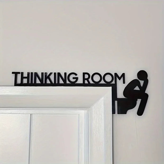 New Modern Toilet Door Sign - Thinking Room Wall Mount Sculpture, Home Decor Artwork, Decorative Door Frame Pendant