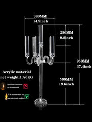 1-10 PCS 5 Arms Candelabra Acrylic Candle Holders Wedding Table Centerpieces Flower Stands Party Candlesticks Decoration