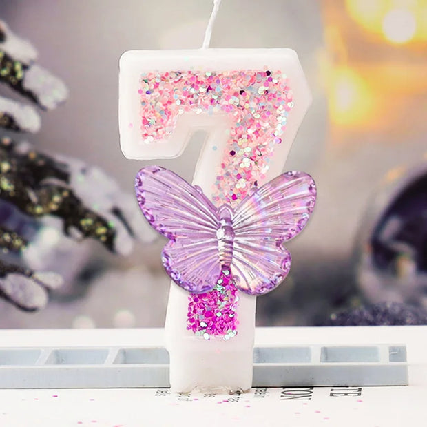 0-9 Number Cake Candles Party Supplies Purple Butterflies Candles Accessories Cake Shop Props Valentine's Anniversary Candles