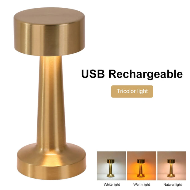 Retro Table Lamp Metal Touch Decor for Bar Coffee Table Restaurant Decoration Light Desk LED Rechargeable Night Lights Bedroom