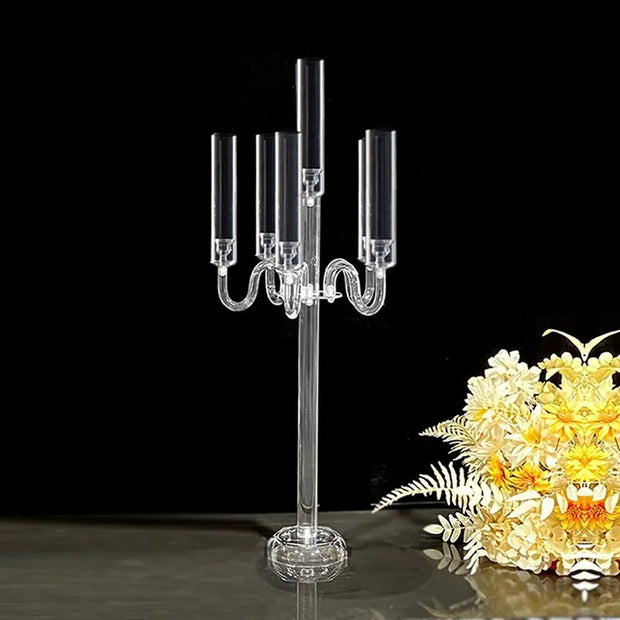 1-10 PCS 5 Arms Candelabra Acrylic Candle Holders Wedding Table Centerpieces Flower Stands Party Candlesticks Decoration